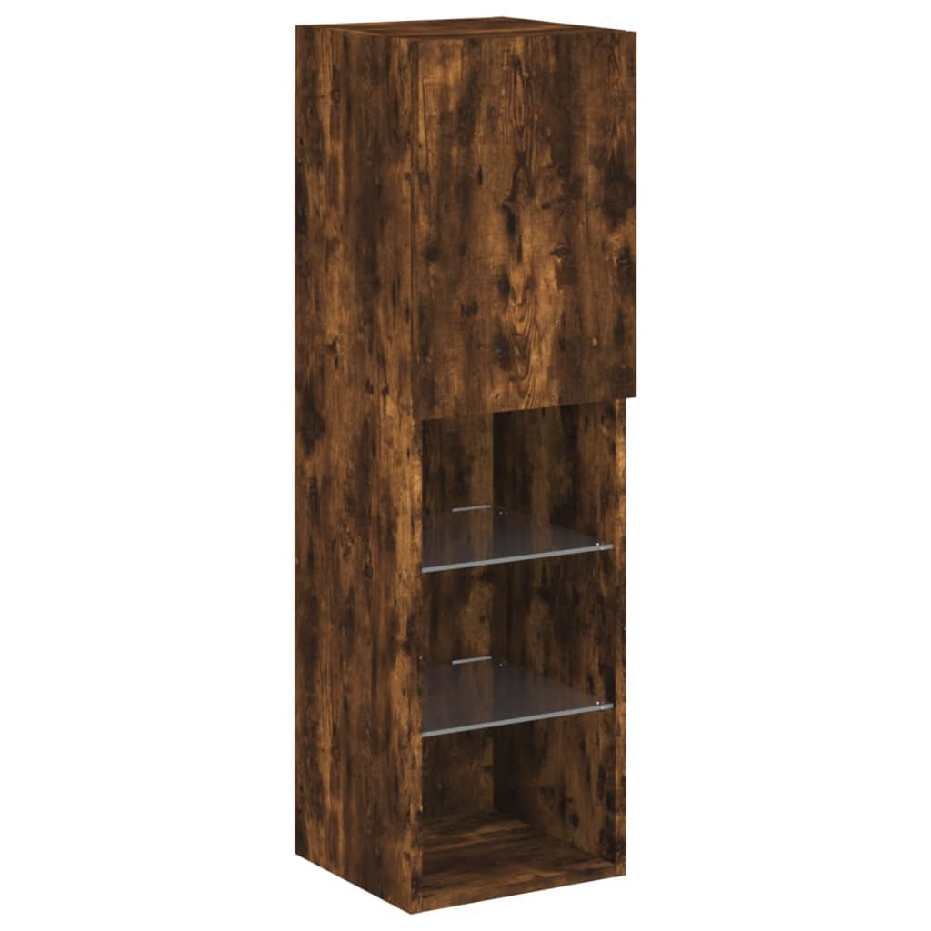 7-delige Tv-wandmeubelset met LED-verlichting gerookt eiken – afbeelding 10