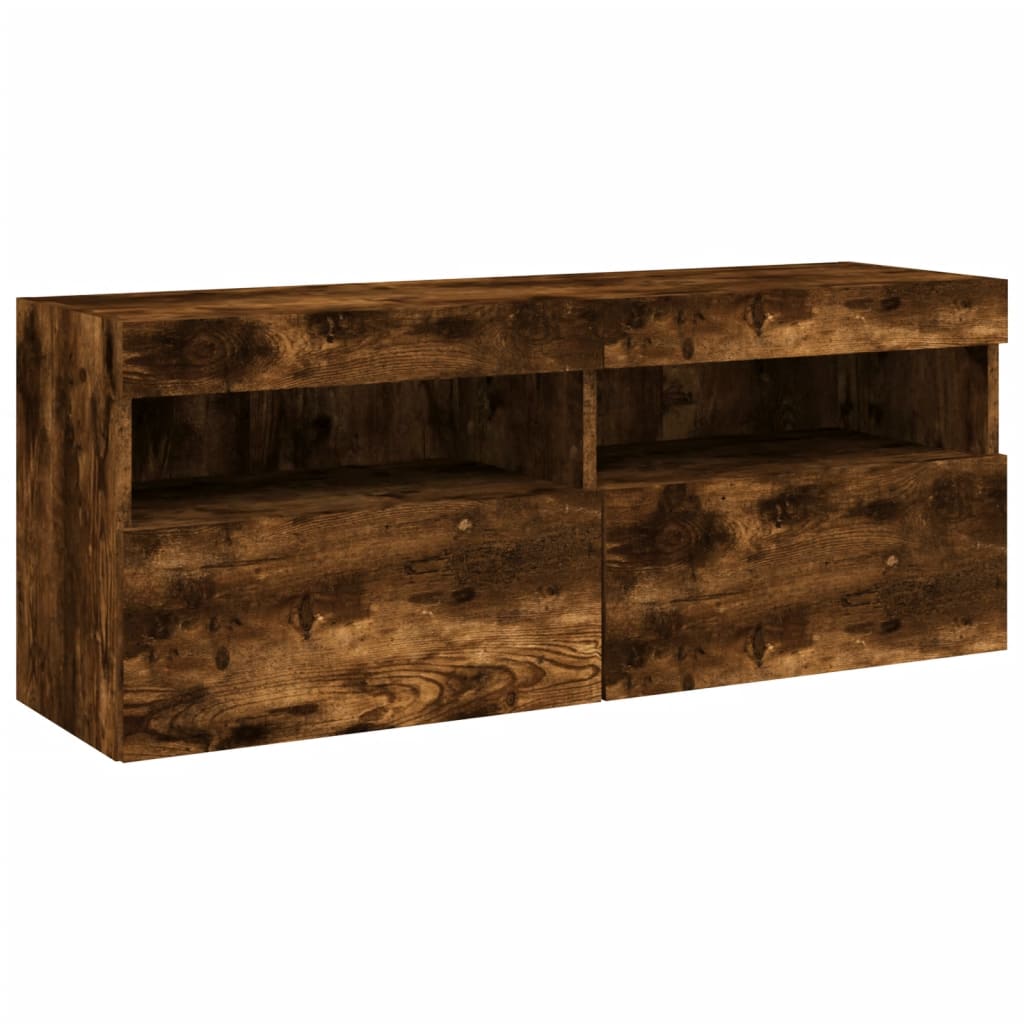 7-delige Tv-wandmeubelset met LED-verlichting gerookt eiken – afbeelding 8