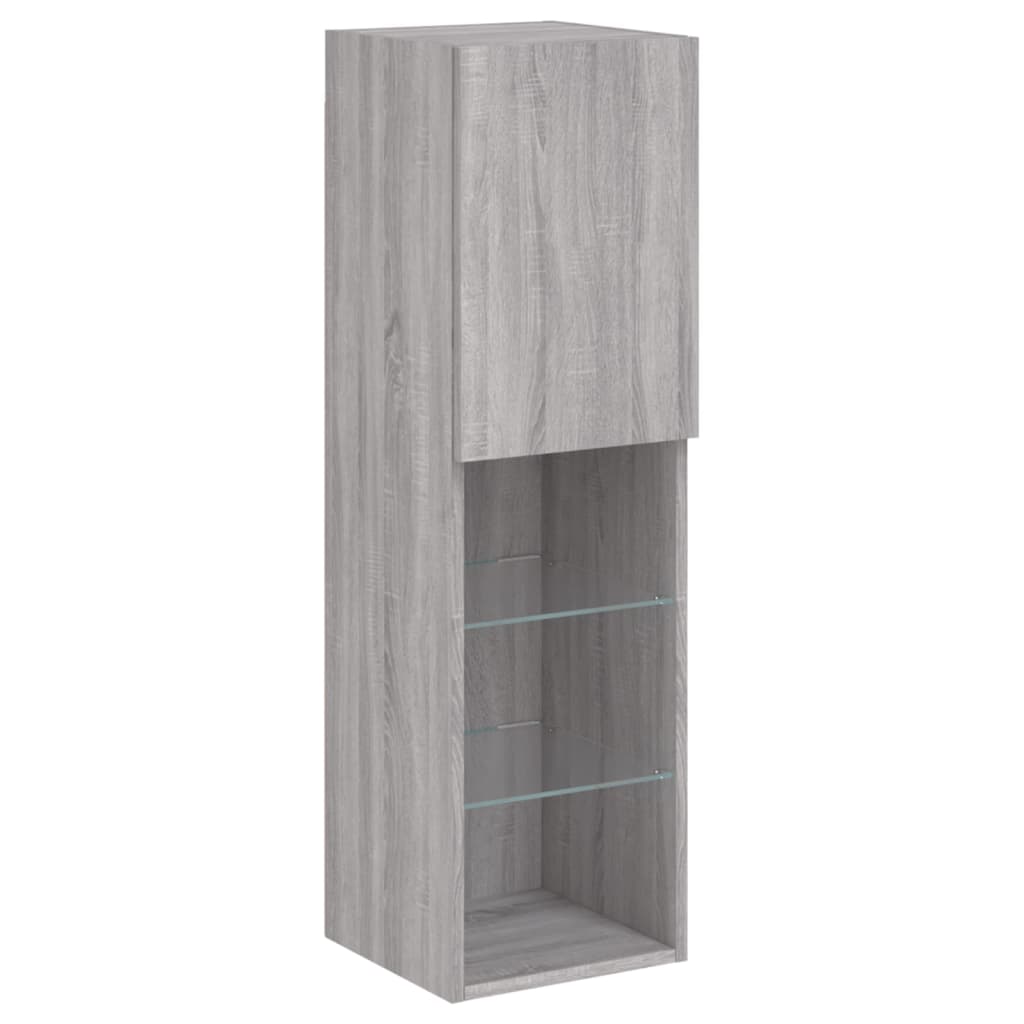 7-delige Tv-wandmeubelset met LED-verlichting grijs sonoma – afbeelding 10