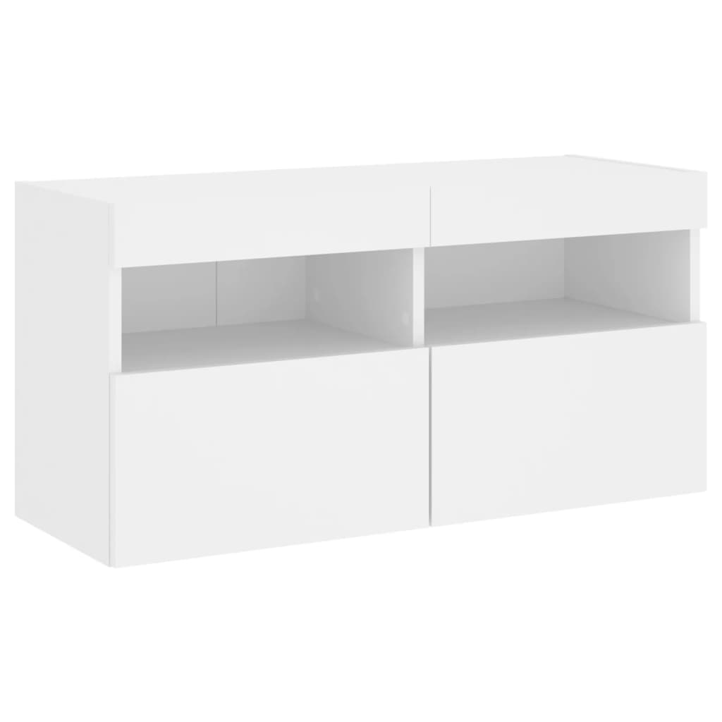 7-delige Tv-wandmeubelset met LED-verlichting wit – afbeelding 9