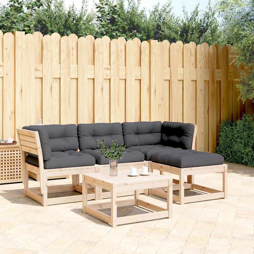 4-delige Loungeset massief grenenhout