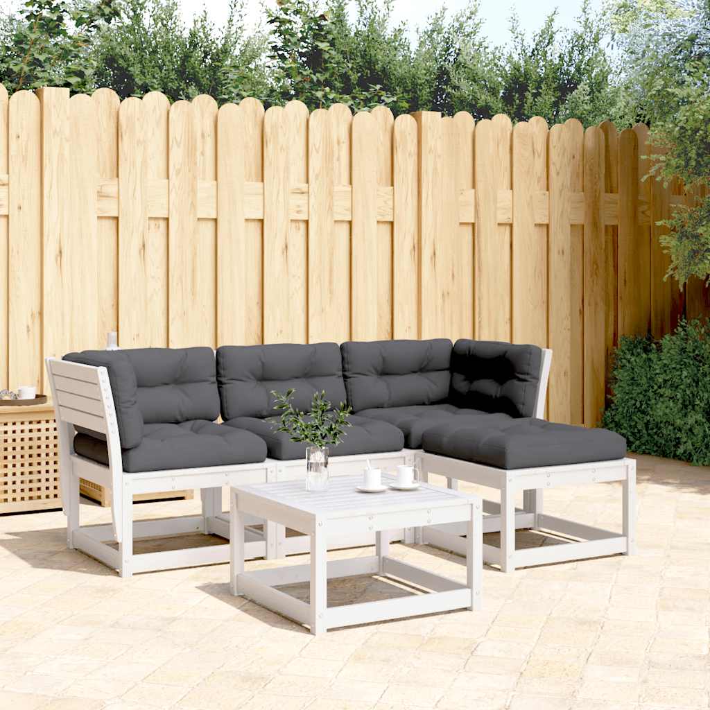 4-delige Loungeset met kussens massief grenenhout