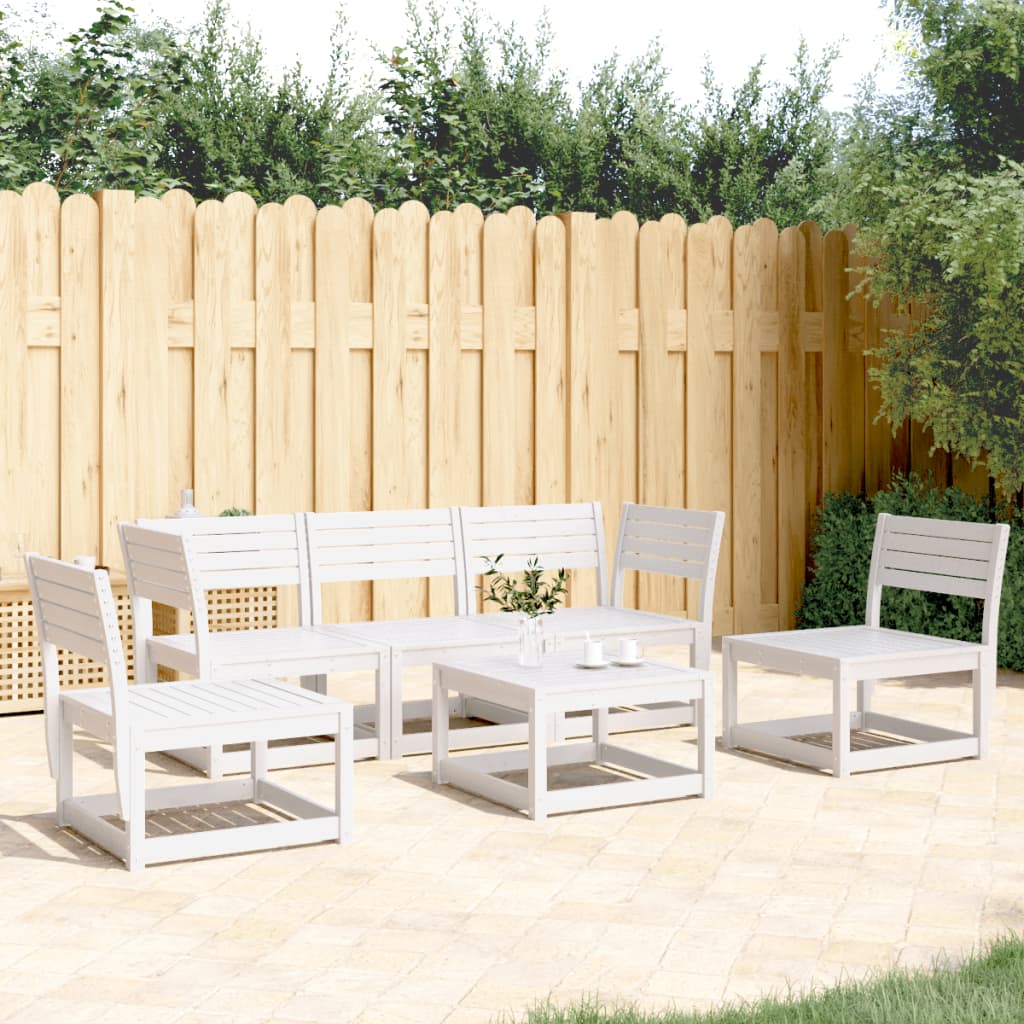 5-delige Loungeset massief grenenhout wit