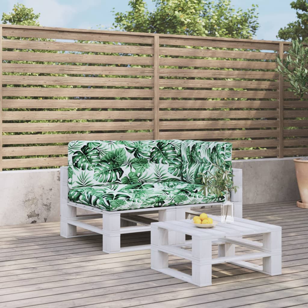 Palletkussens 3 st stof bladpatroon – afbeelding 1