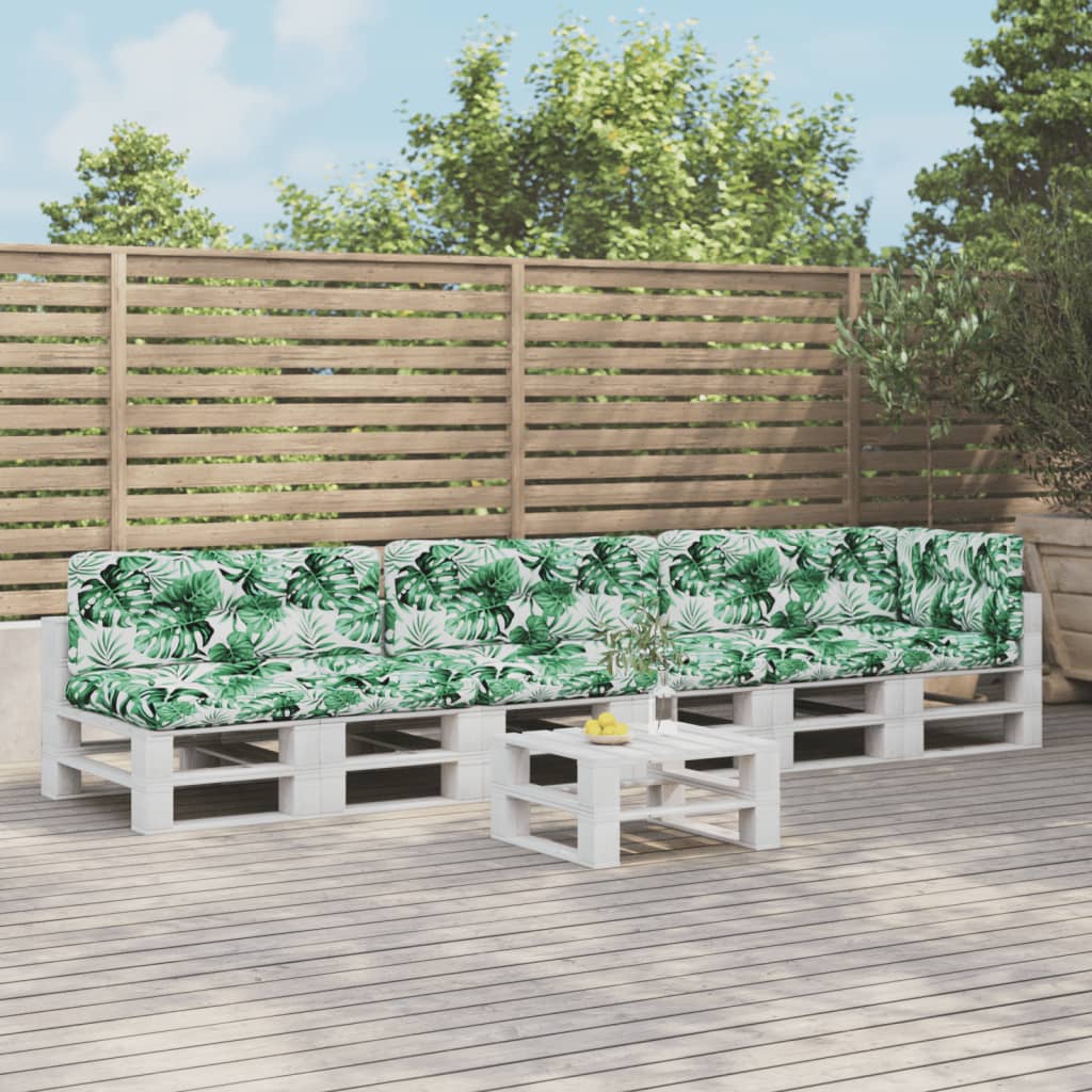 Palletkussens 7 st bladpatroon stof – afbeelding 1