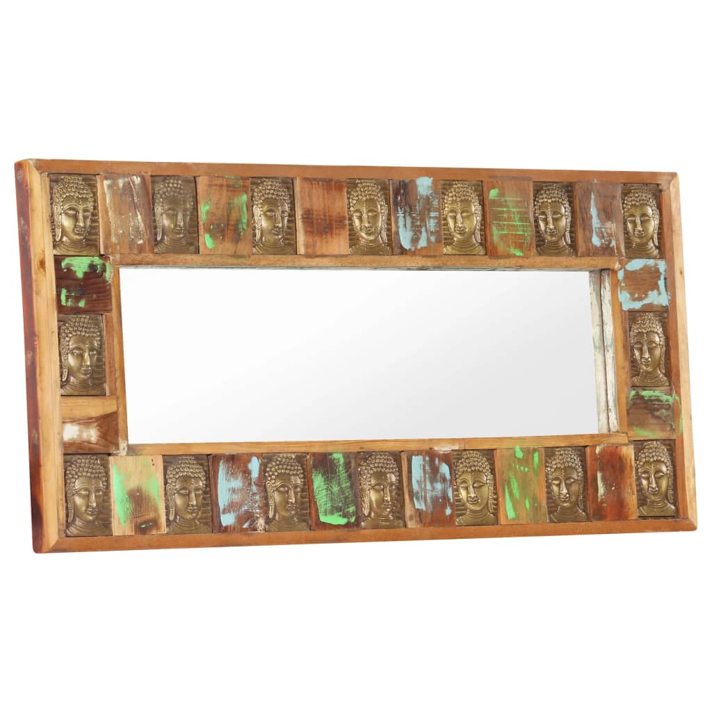 Spiegel boeddha 110x50 cm massief gerecycled hout – afbeelding 1