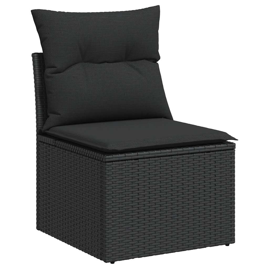 11-delige Loungeset met kussens poly rattan zwart – afbeelding 3