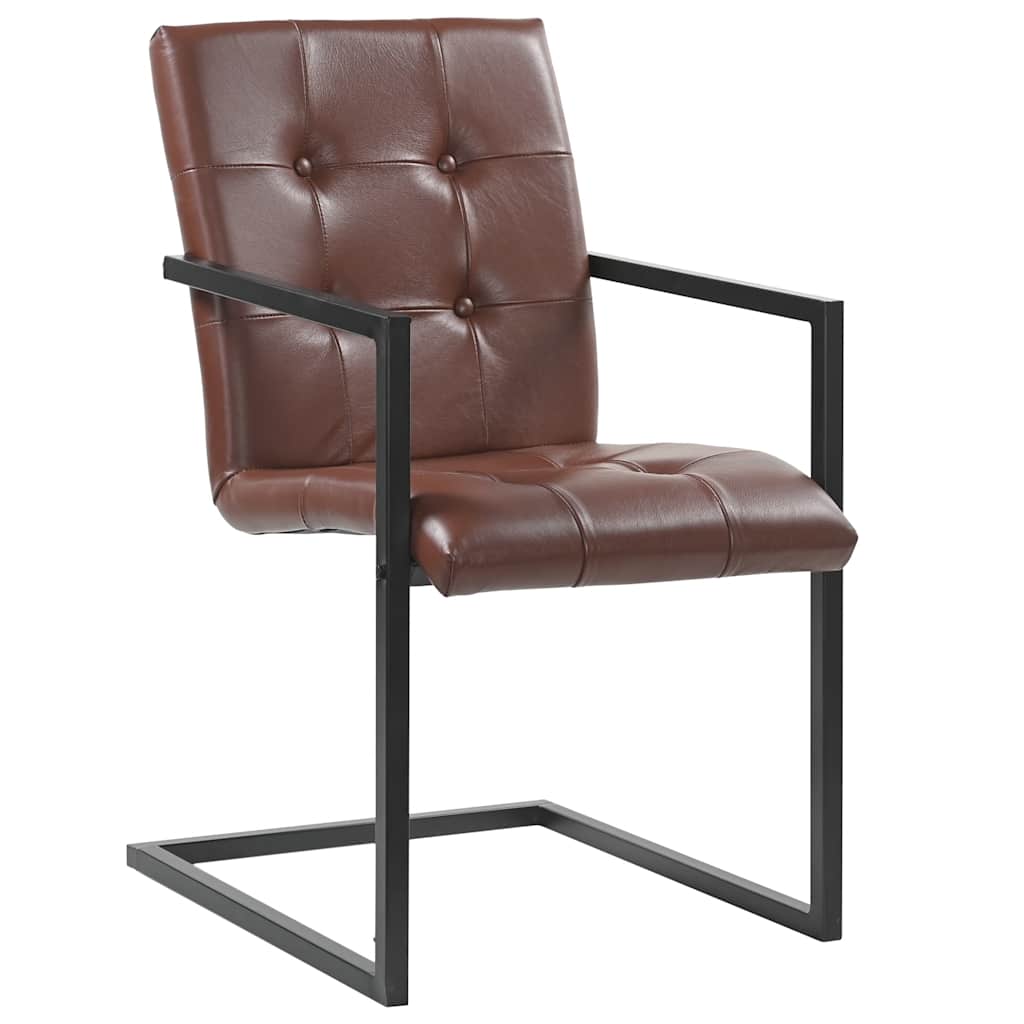 Eetkamerstoelen 2 st echt leer bruin