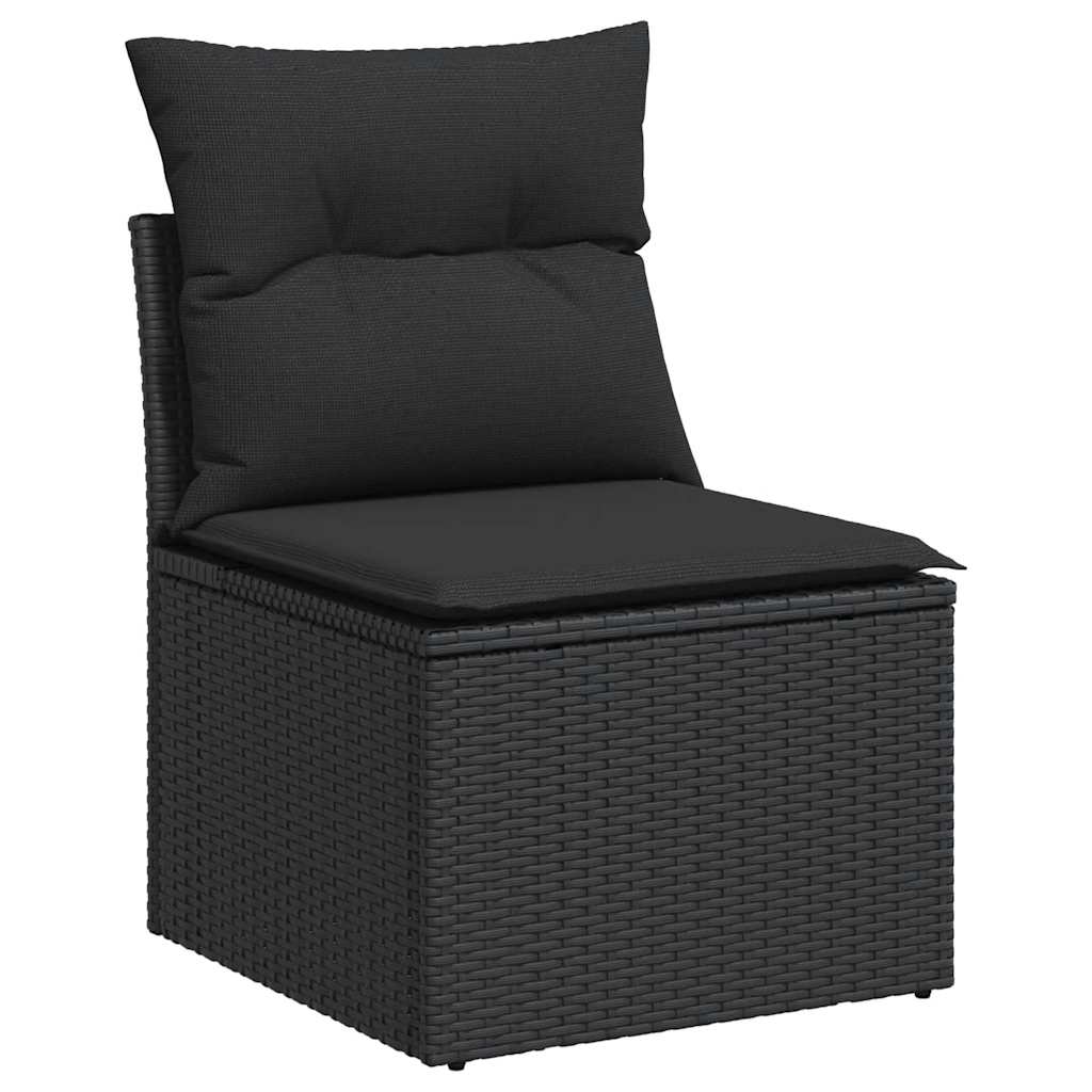 8-delige Loungeset met kussens poly rattan zwart – afbeelding 3