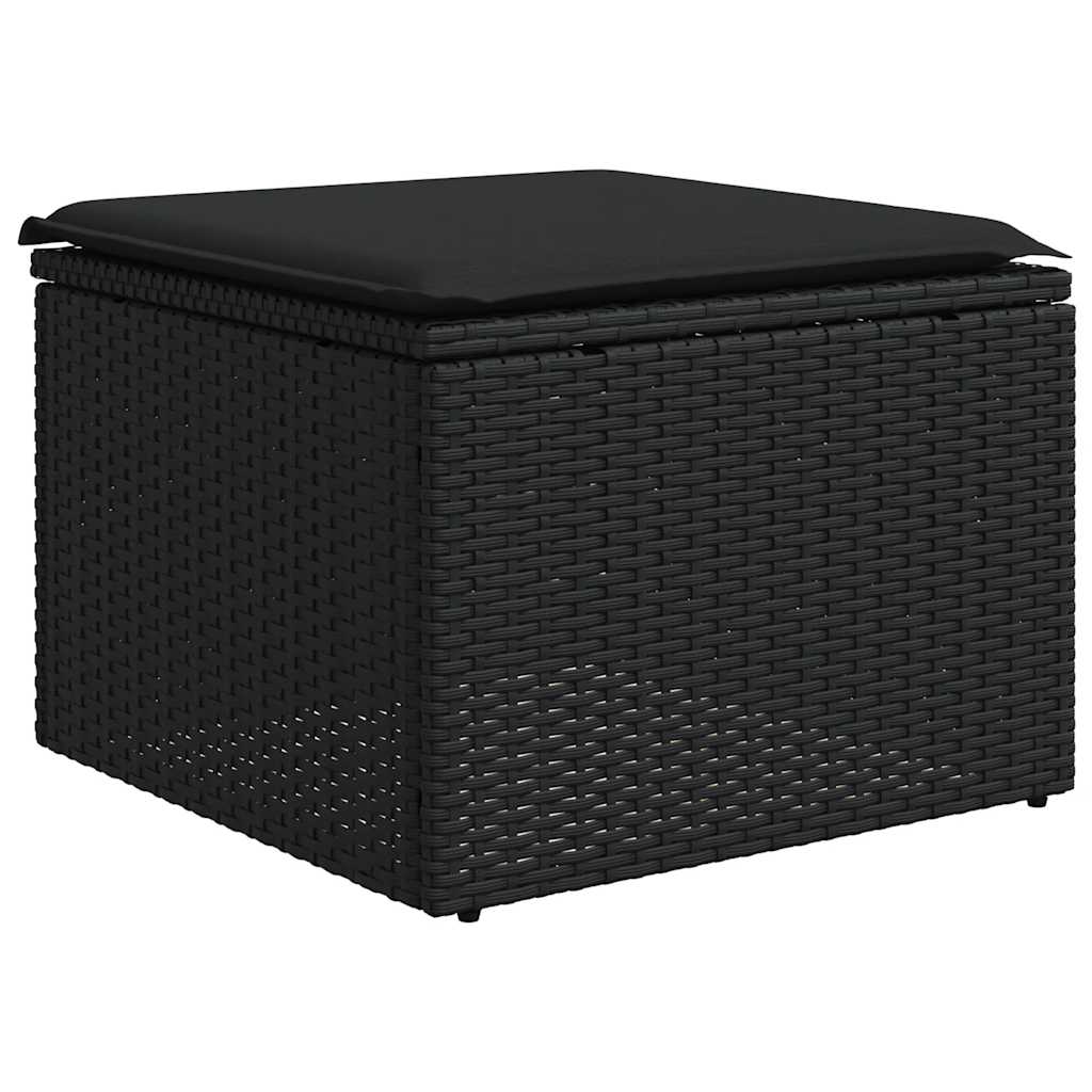 4-delige Loungeset met kussens poly rattan zwart – afbeelding 3