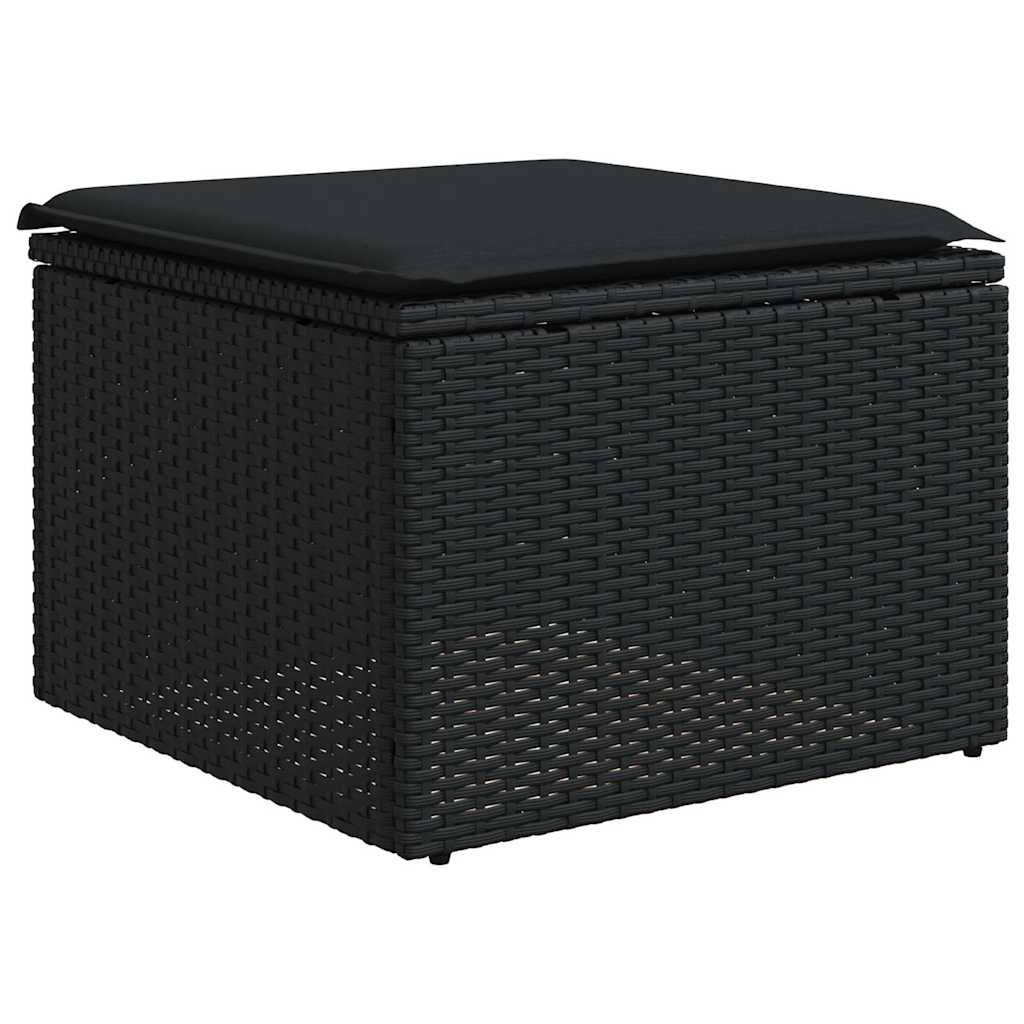 6-delige Loungeset met kussens poly rattan zwart – afbeelding 3