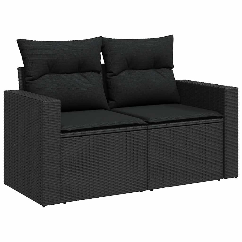 6-delige Loungeset met kussens poly rattan zwart – afbeelding 5