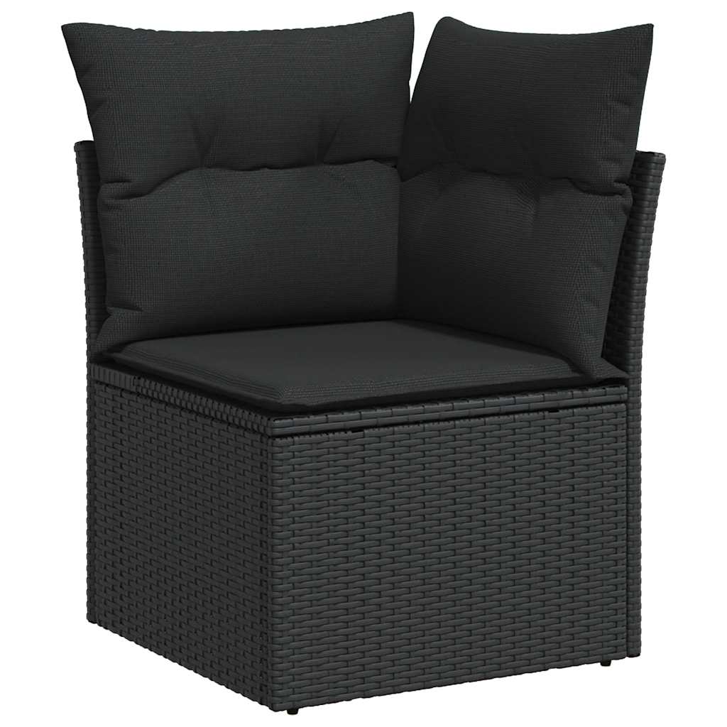 4-delige Loungeset met kussens poly rattan zwart – afbeelding 3
