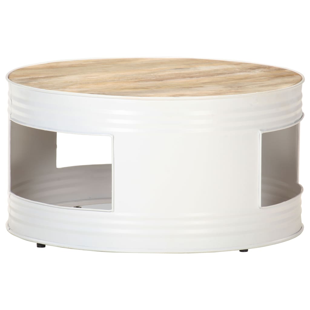 Salontafel 68x68x36 cm massief mangohout wit