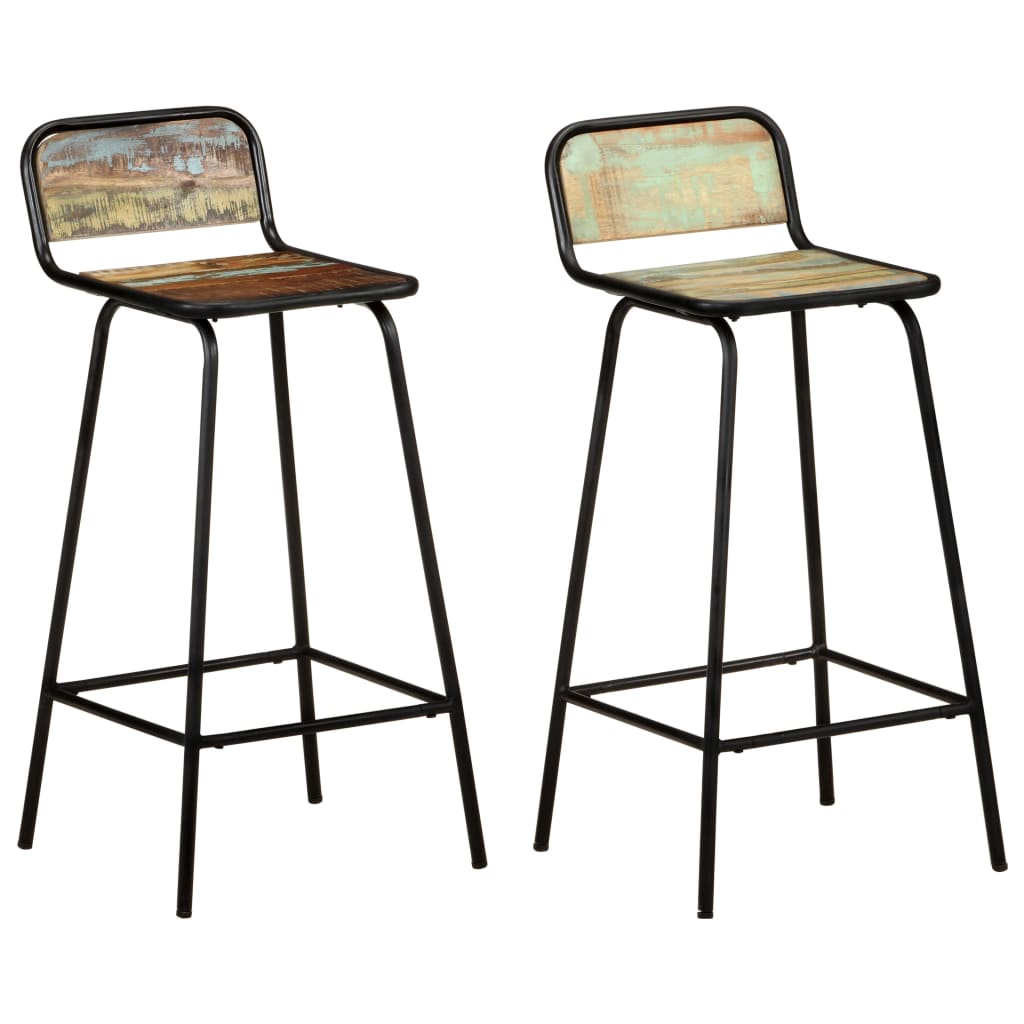 Barstoelen 2 st massief gerecycled hout – afbeelding 1
