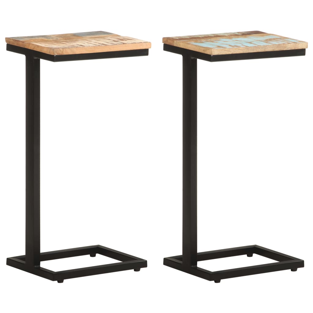 Bijzettafels 2 st 31,5x24,5x64,5 cm massief gerecycled hout – afbeelding 1