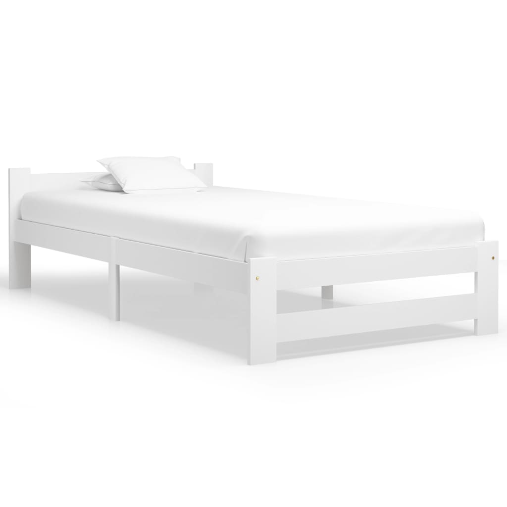 Bedframe massief grenenhout wit 90x200 cm – afbeelding 1