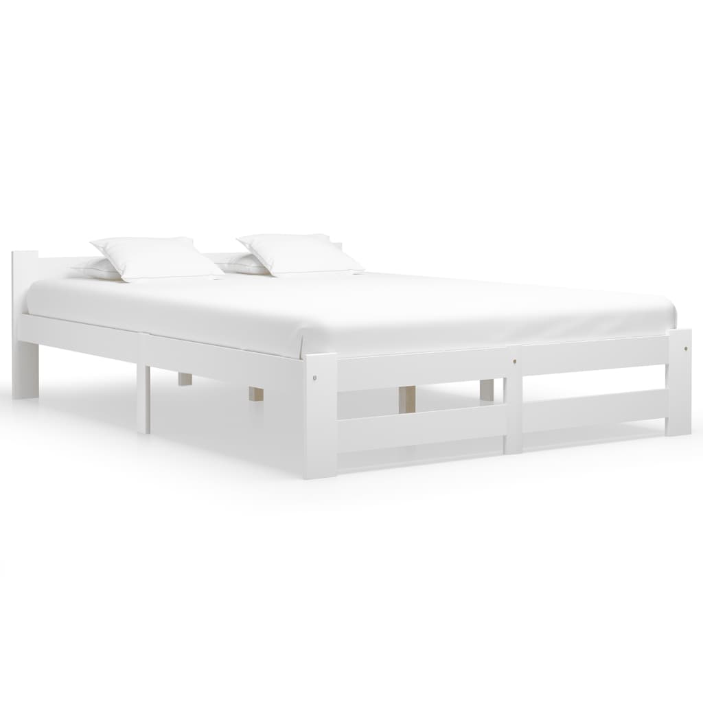 Bedframe massief grenenhout wit 140x200 cm – afbeelding 1