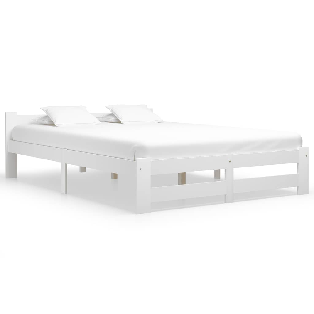 Bedframe massief grenenhout wit 160x200 cm – afbeelding 1