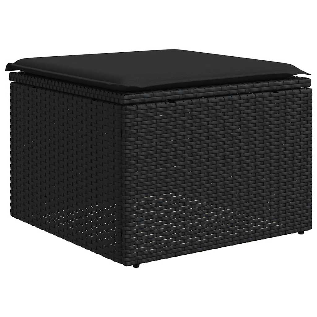 4-delige Loungeset met kussens poly rattan zwart – afbeelding 5