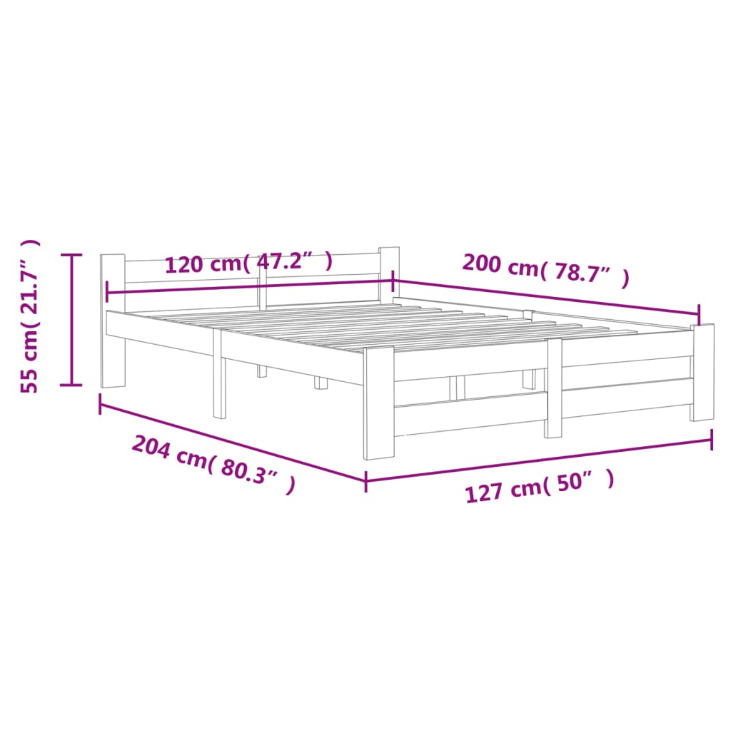 Bedframe massief grenenhout honingbruin 120x200 cm – afbeelding 6