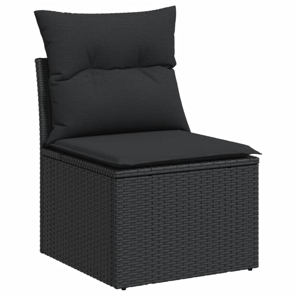 6-delige Loungeset met kussens poly rattan zwart – afbeelding 3