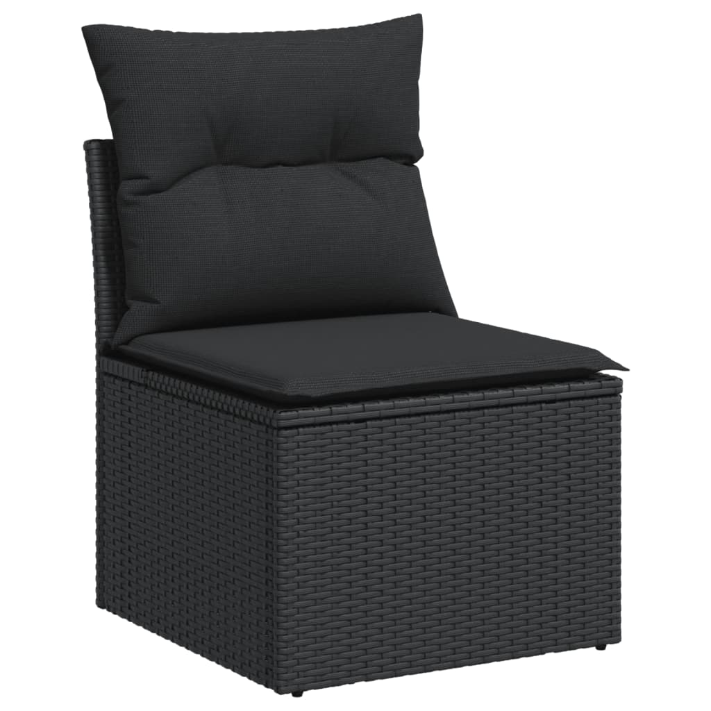 5-delige Loungeset met kussens poly rattan zwart – afbeelding 4