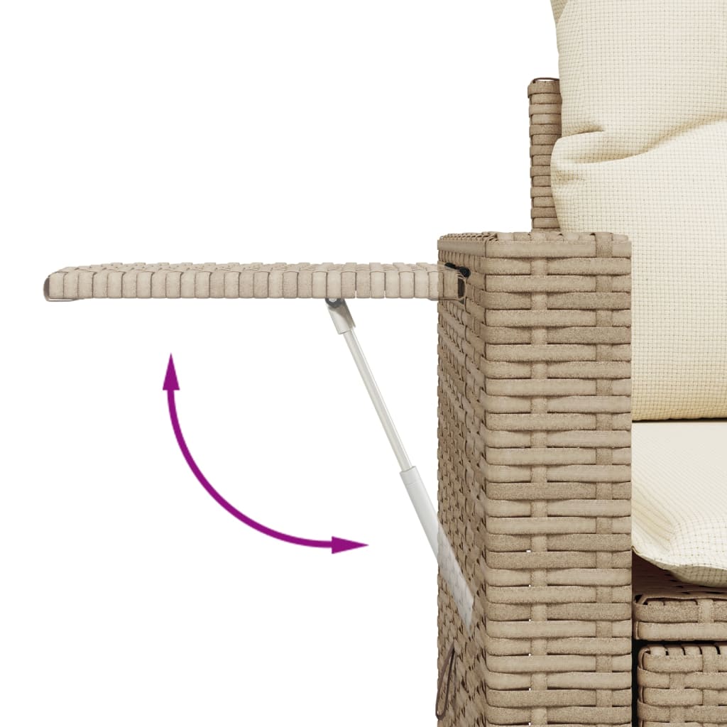 10-delige Loungeset met kussens poly rattan beige – afbeelding 7