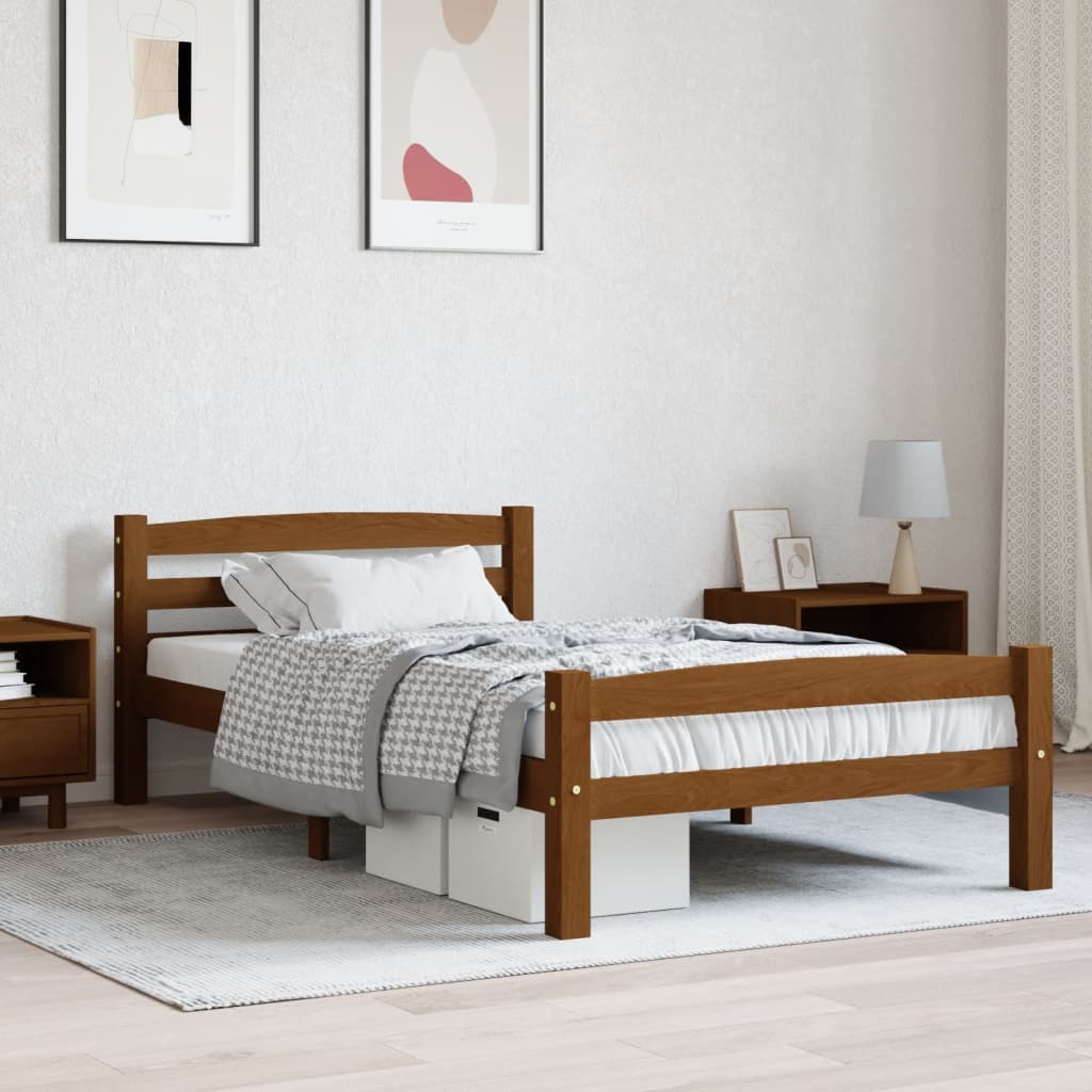 Bedframe massief grenenhout honingbruin 90x200 cm – afbeelding 1