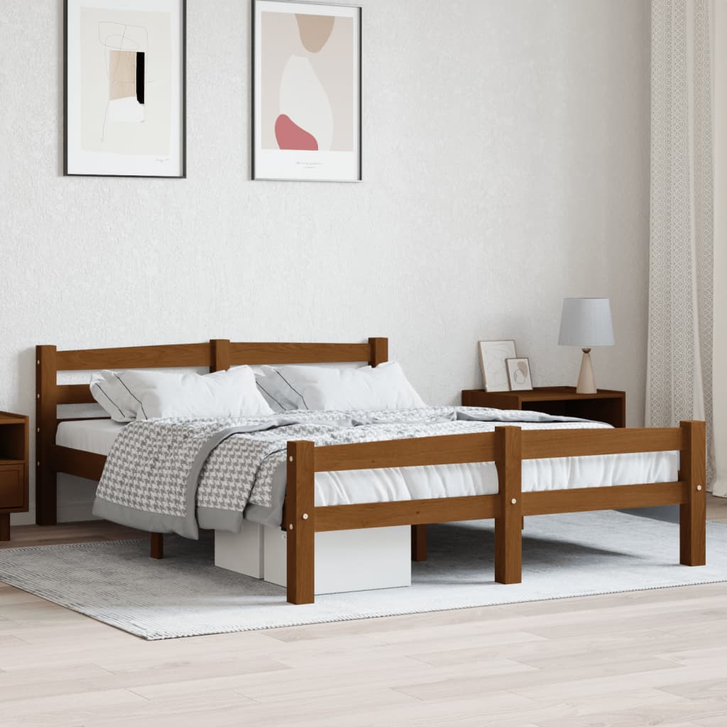 Bedframe massief grenenhout honingbruin 140x200 cm – afbeelding 1