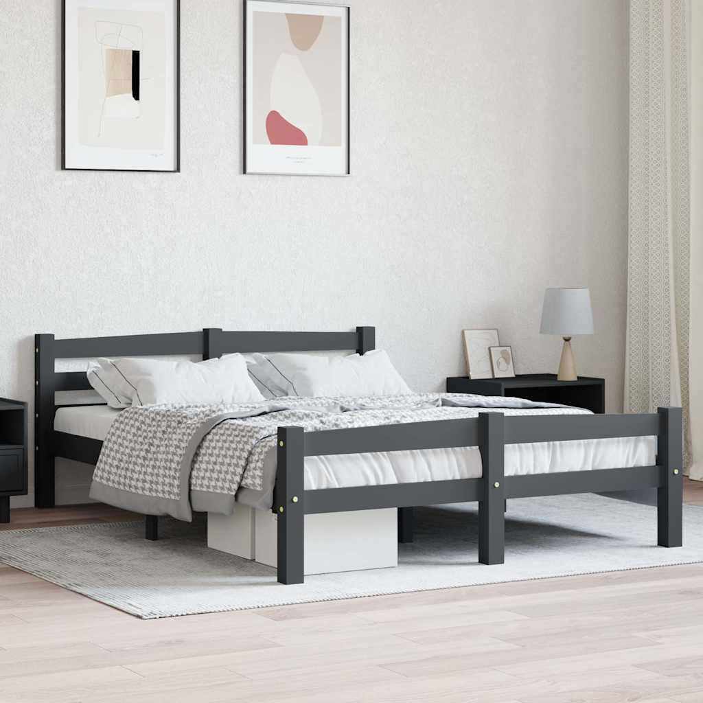 Bedframe massief grenenhout donkergrijs 120x200 cm – afbeelding 1