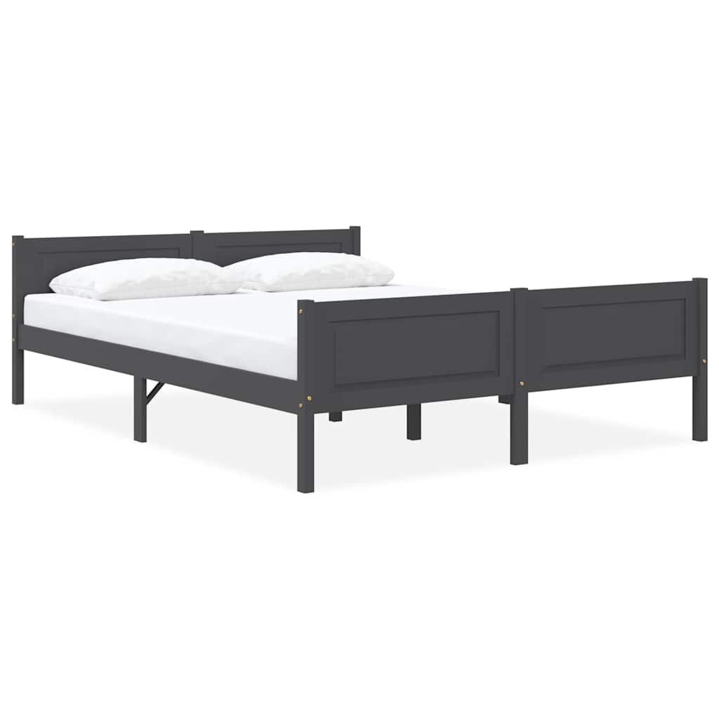 Bedframe massief grenenhout grijs 160x200 cm – afbeelding 1