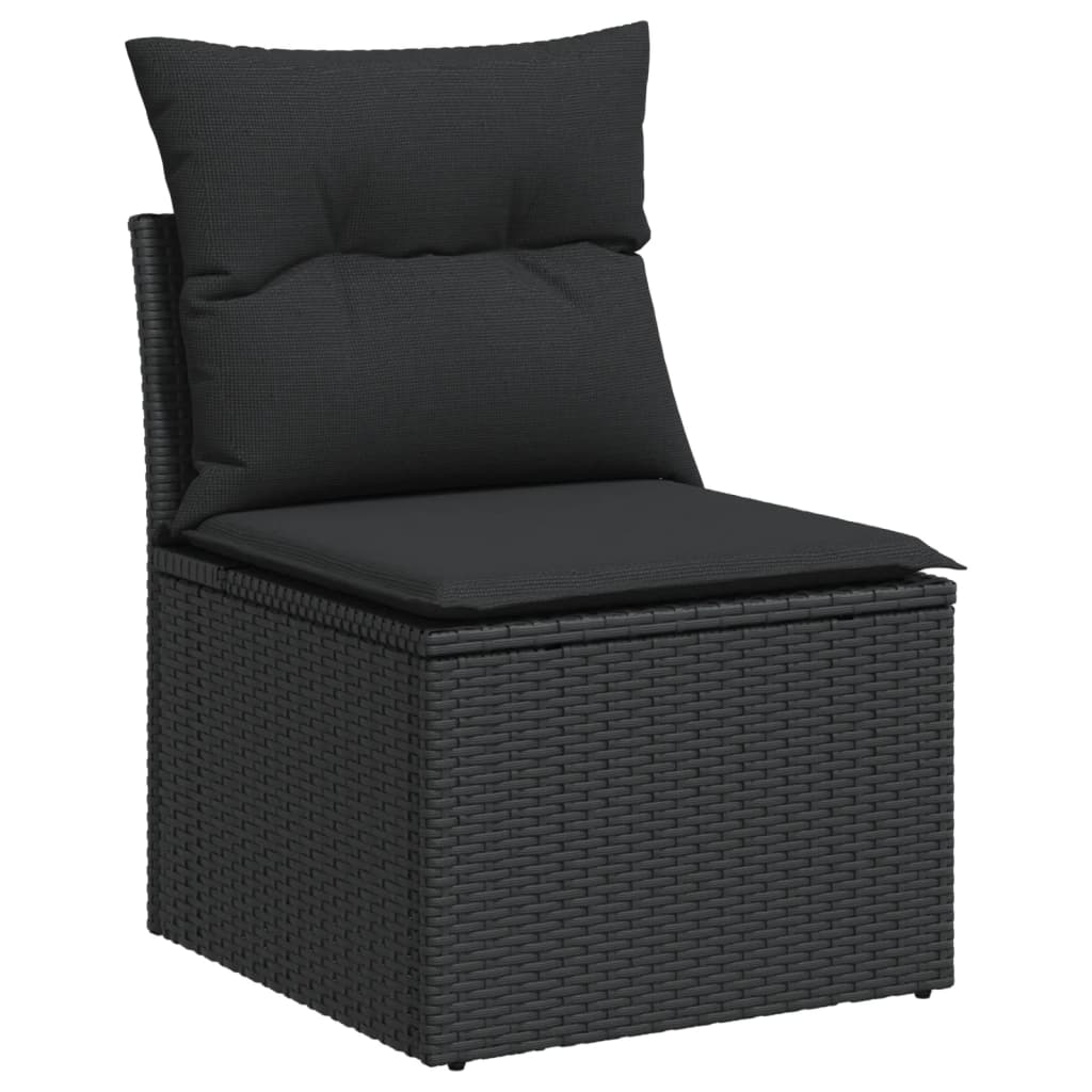 5-delige Loungeset met kussens poly rattan zwart – afbeelding 6