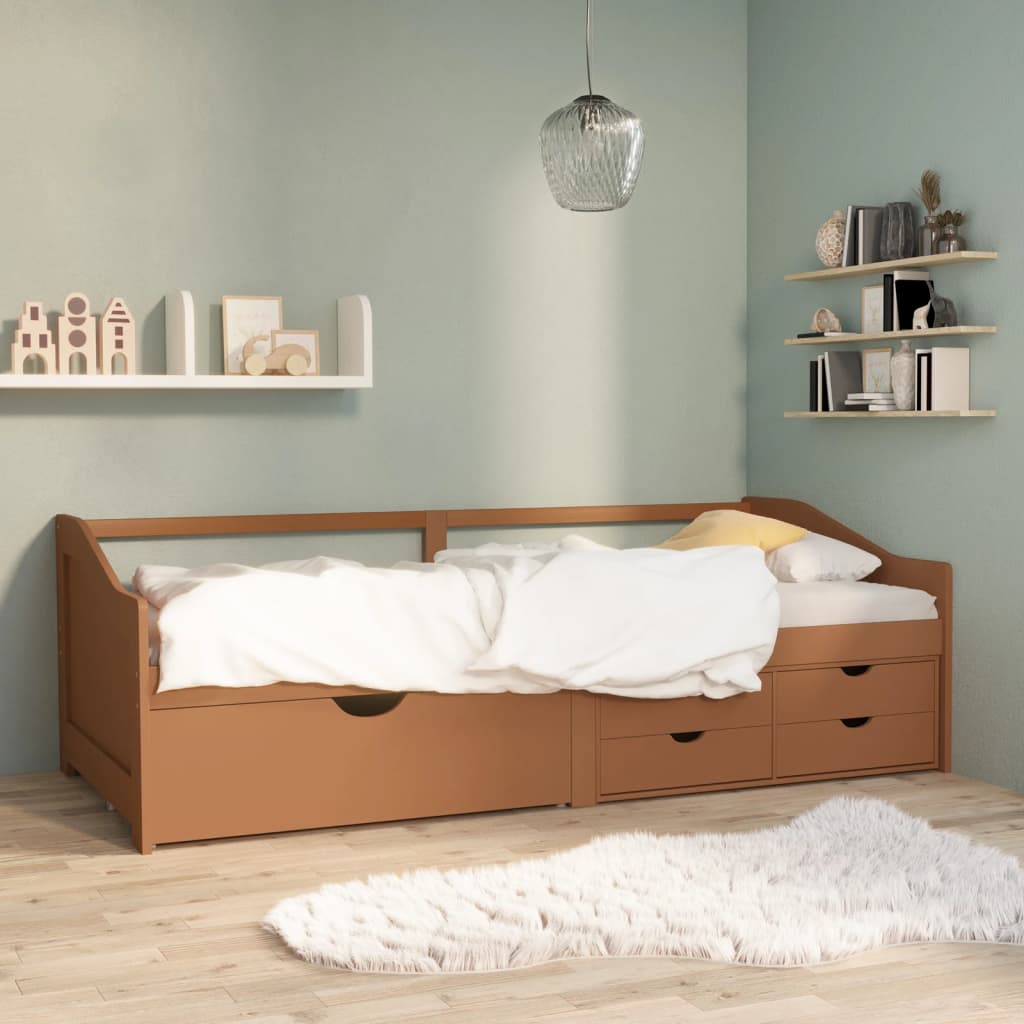 Bedbank 3-zits met lades grenenhout honingbruin 90x200 cm – afbeelding 1