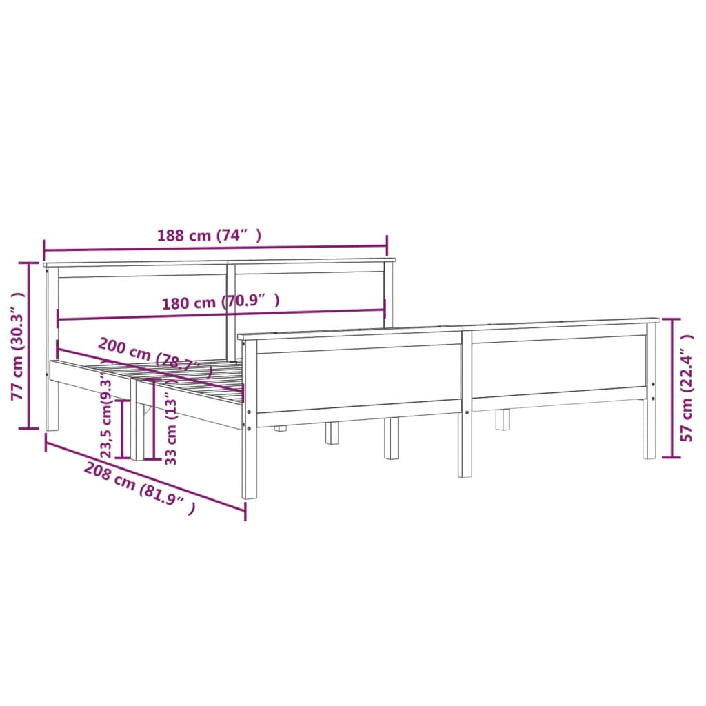 Bedframe massief grenenhout honingbruin 180x200 cm – afbeelding 7