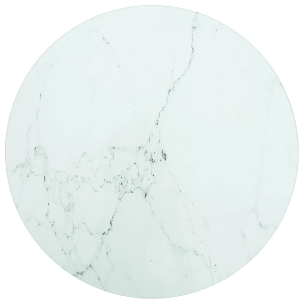 Tafelblad Ø30x0,8 cm gehard glas met marmerontwerp wit