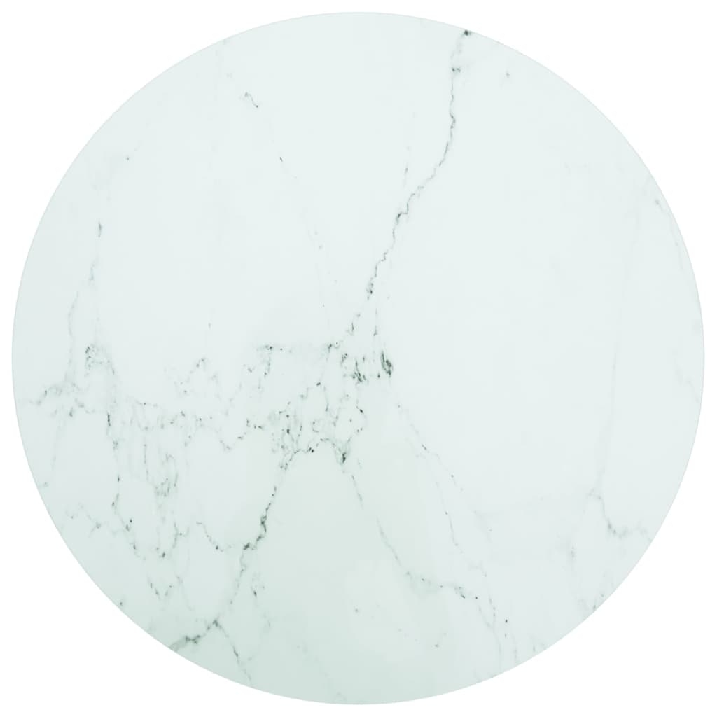 Tafelblad Ø70x0,8 cm gehard glas met marmeren design wit