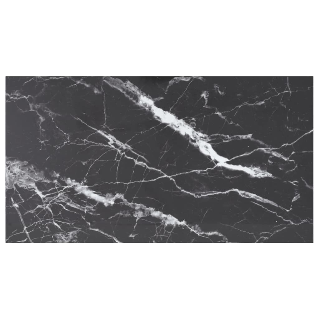 Tafelblad 120x65 cm 8 mm gehard glas met marmeren design zwart