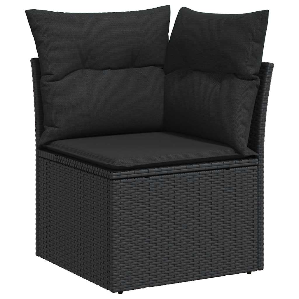 10-delige Loungeset met kussens poly rattan zwart – afbeelding 4