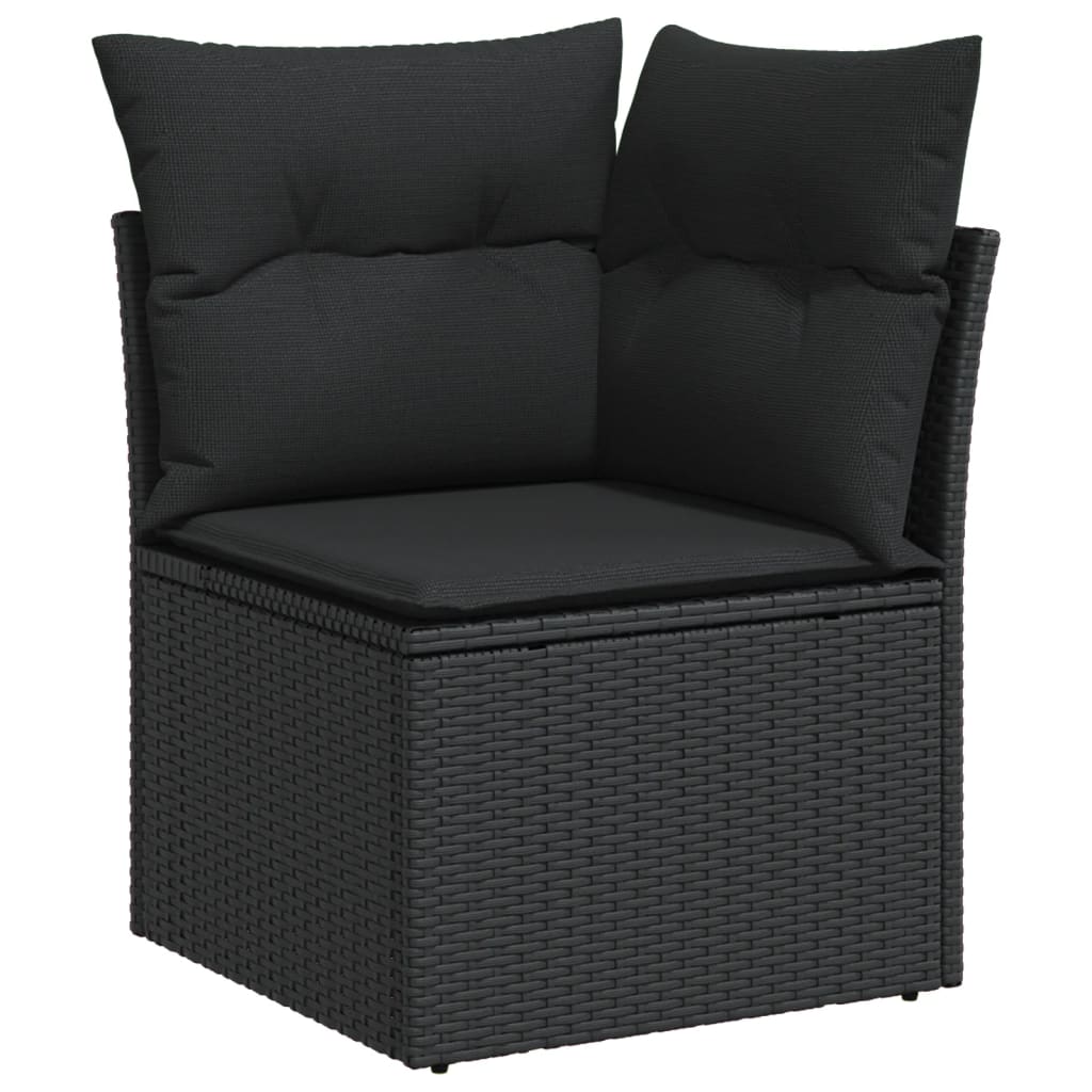 10-delige Loungeset met kussens poly rattan zwart – afbeelding 5