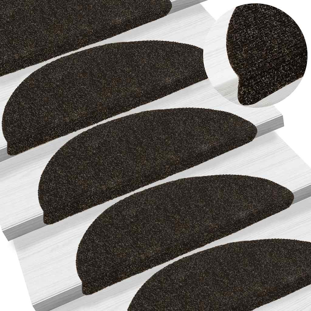 Trapmatten Zelfklevend 15 stuks 56x17x3 cm Donkerbruin Halfrond