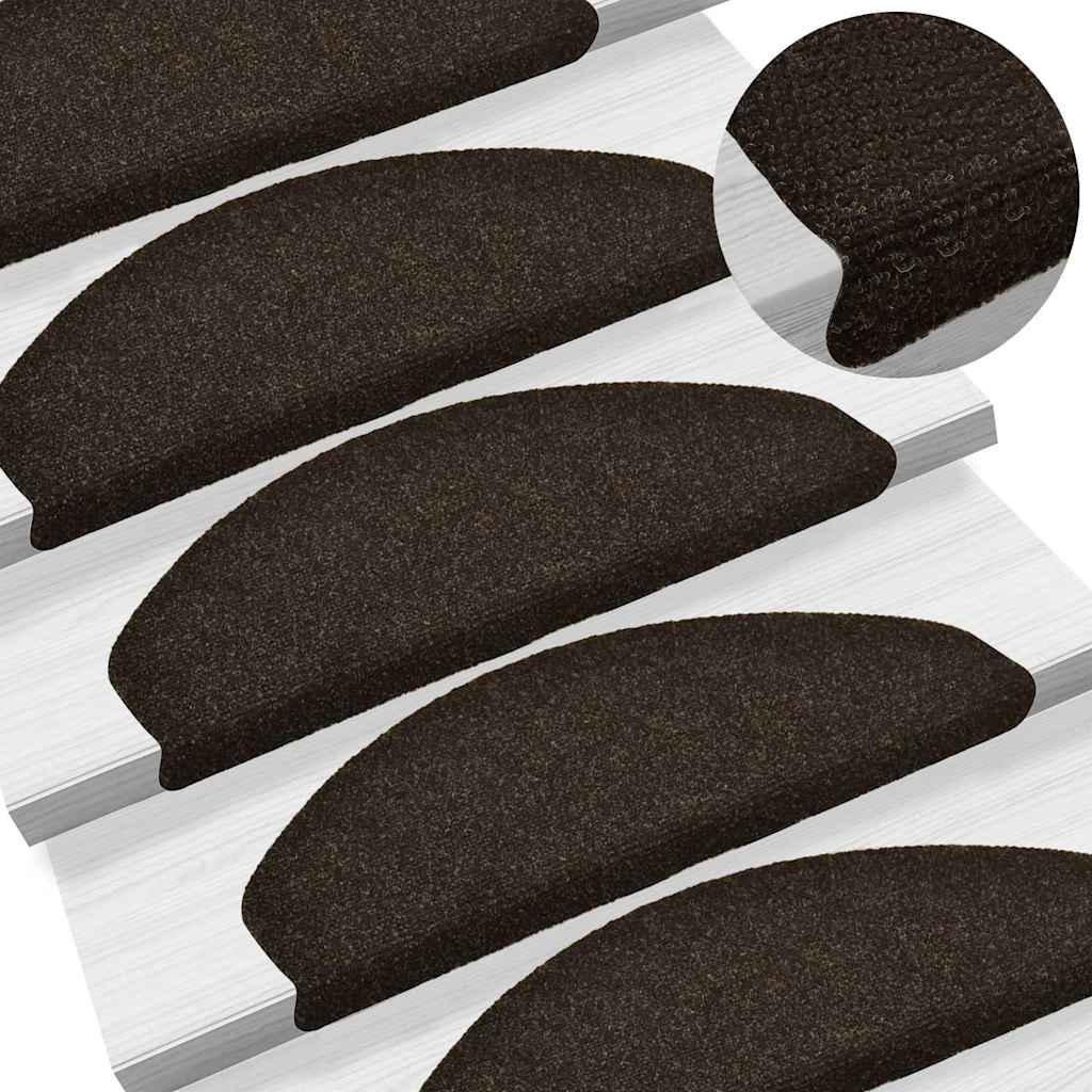 Trapmatten Zelfklevend 15 stuks 65x21x4 cm Donkerbruin Halfrond Groot