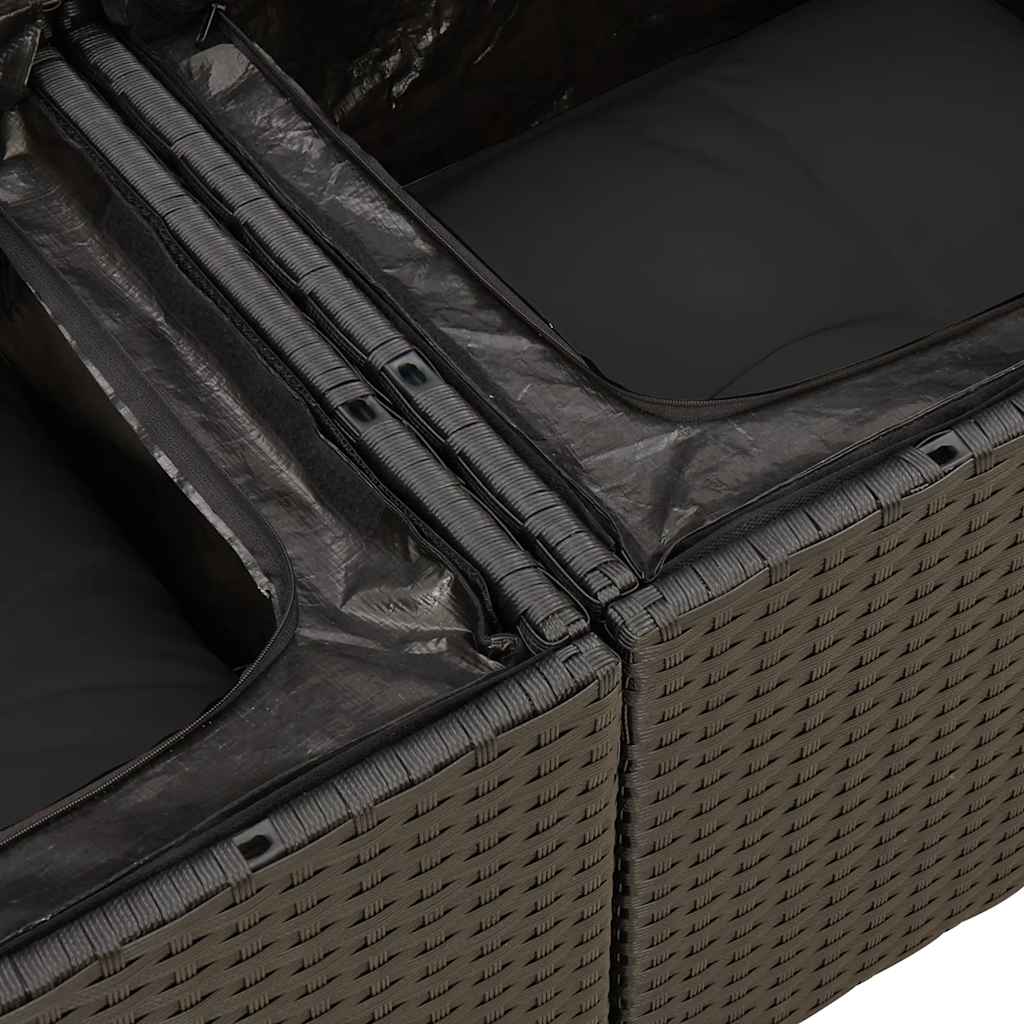 12-delige Loungeset met kussens poly rattan zwart – afbeelding 11