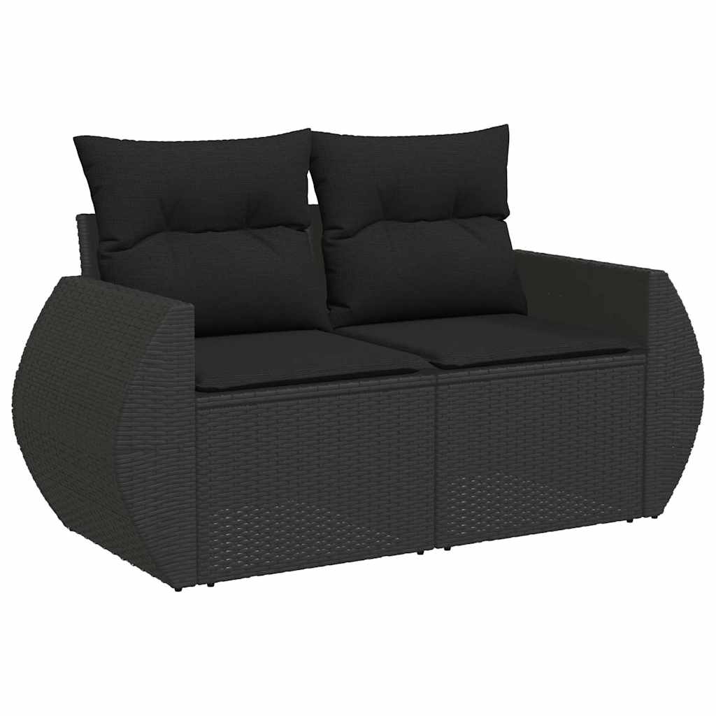 7-delige Loungeset met kussens poly rattan zwart – afbeelding 5
