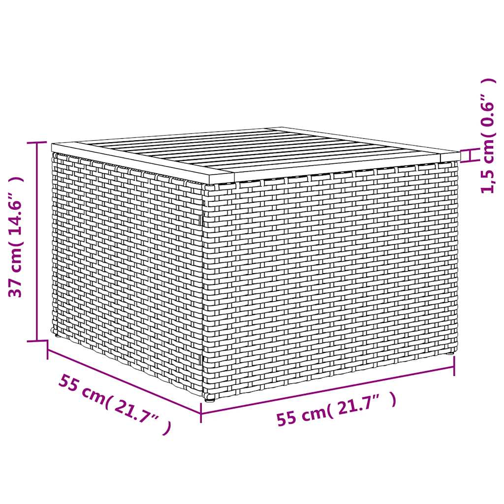 7-delige Loungeset met kussens poly rattan zwart – afbeelding 8