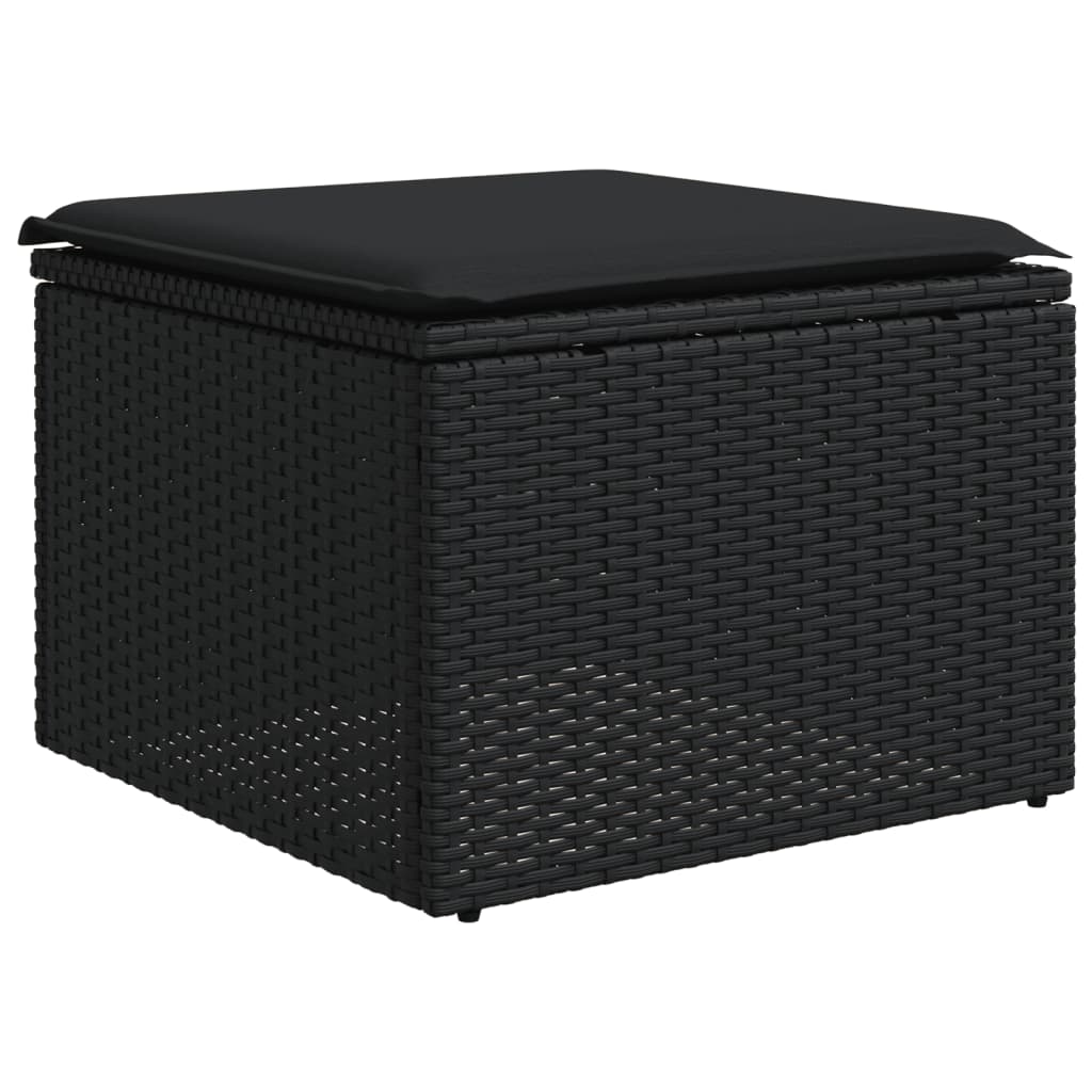 6-delige Loungeset met kussens poly rattan zwart – afbeelding 6