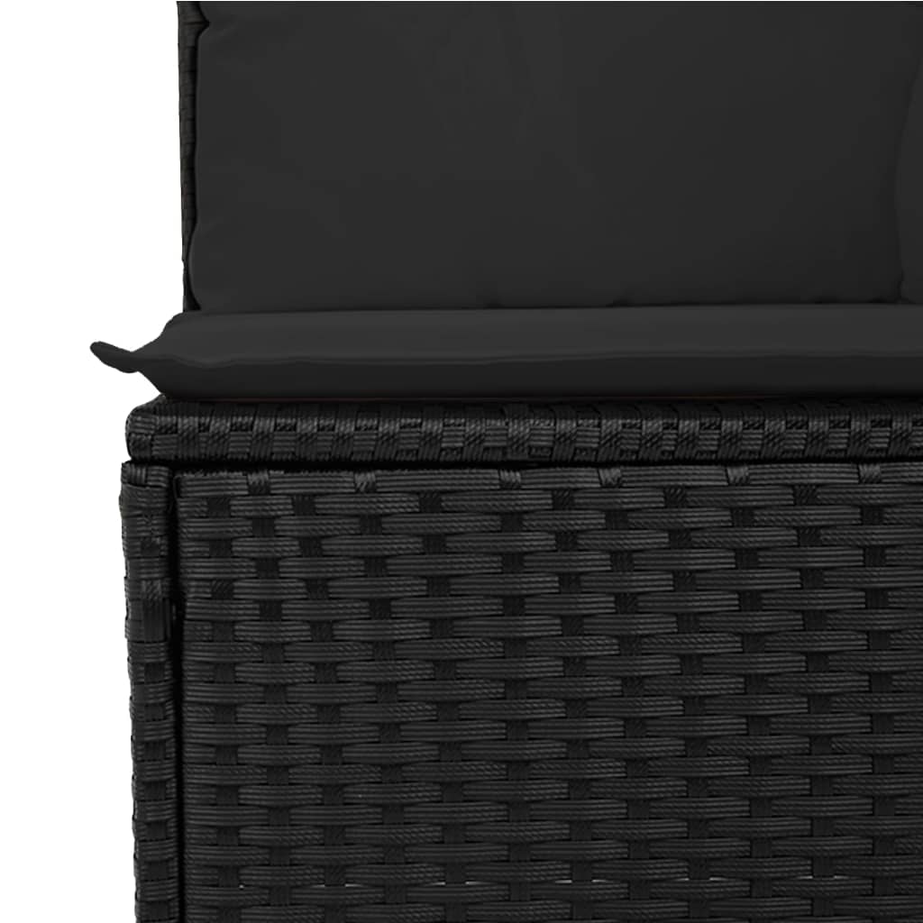 6-delige Loungeset met kussens poly rattan zwart – afbeelding 7