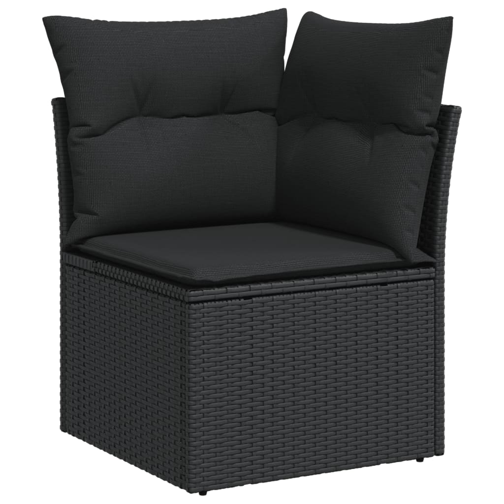 5-delige Loungeset met kussens poly rattan zwart – afbeelding 4