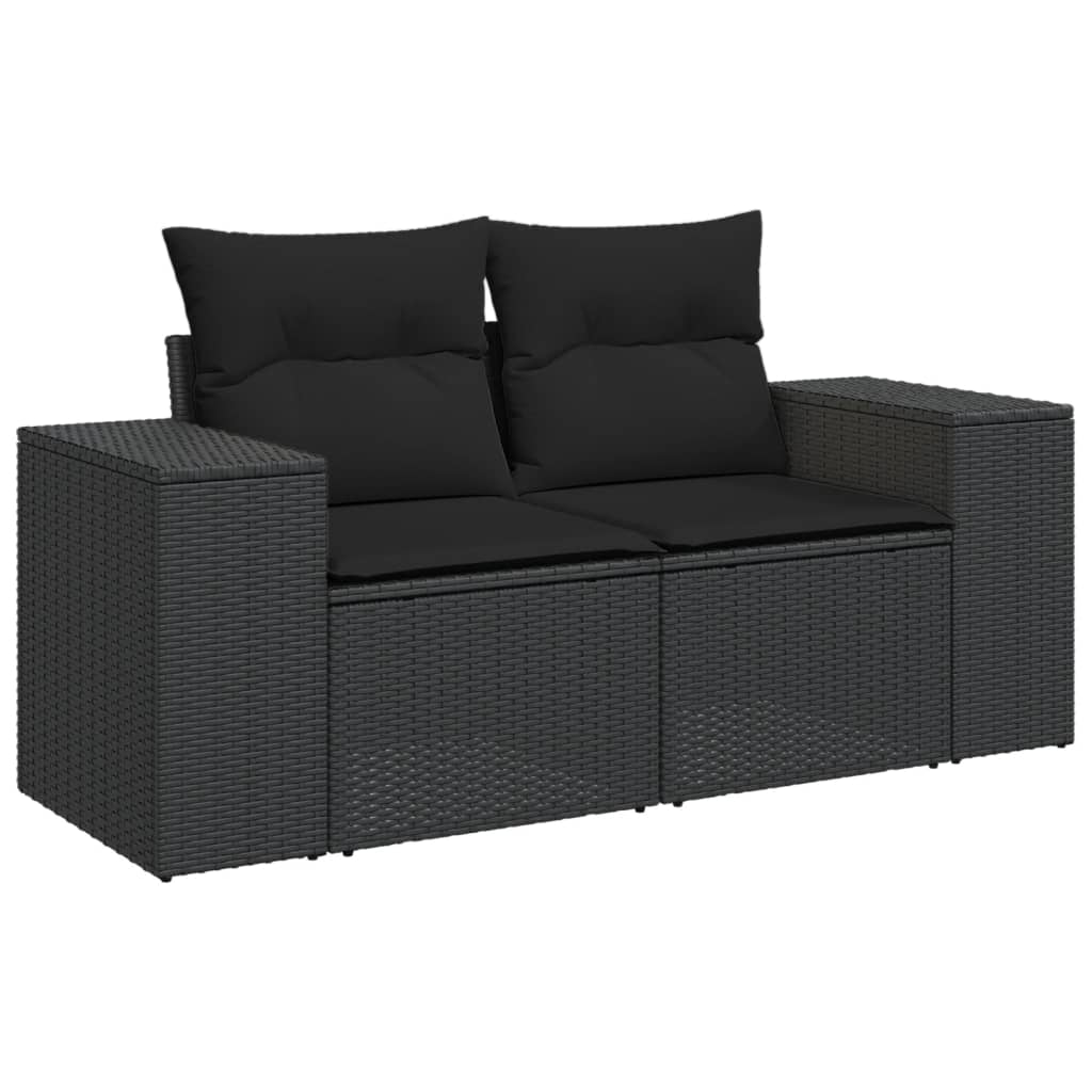 10-delige Loungeset met kussens poly rattan zwart – afbeelding 5