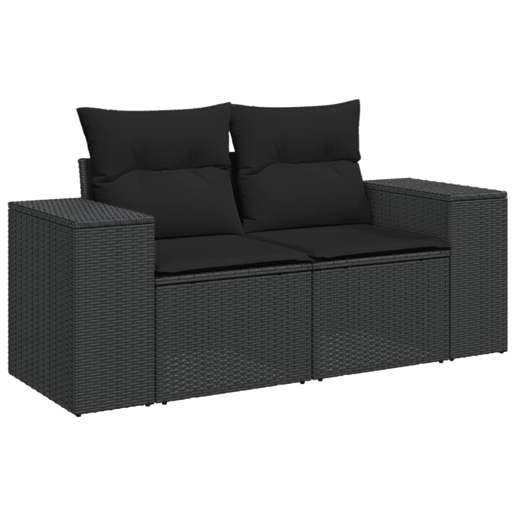 10-delige Loungeset met kussens poly rattan zwart – afbeelding 5